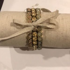 Set of 3 rhinestone bracelets (light pink,blue,yel